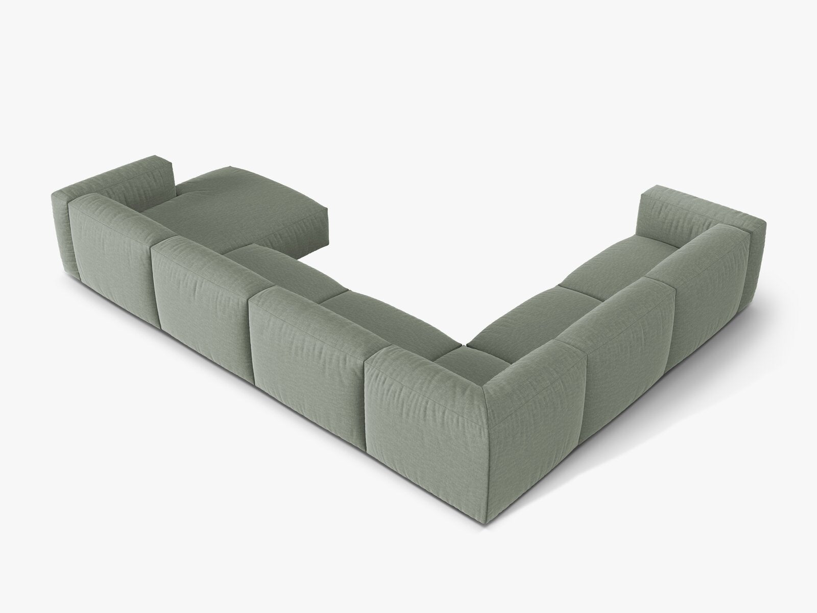 Micadoni modulares Ecksofa XL Martina 6-Sitzer Links Strukturierter Stoff Boston Moßgrün