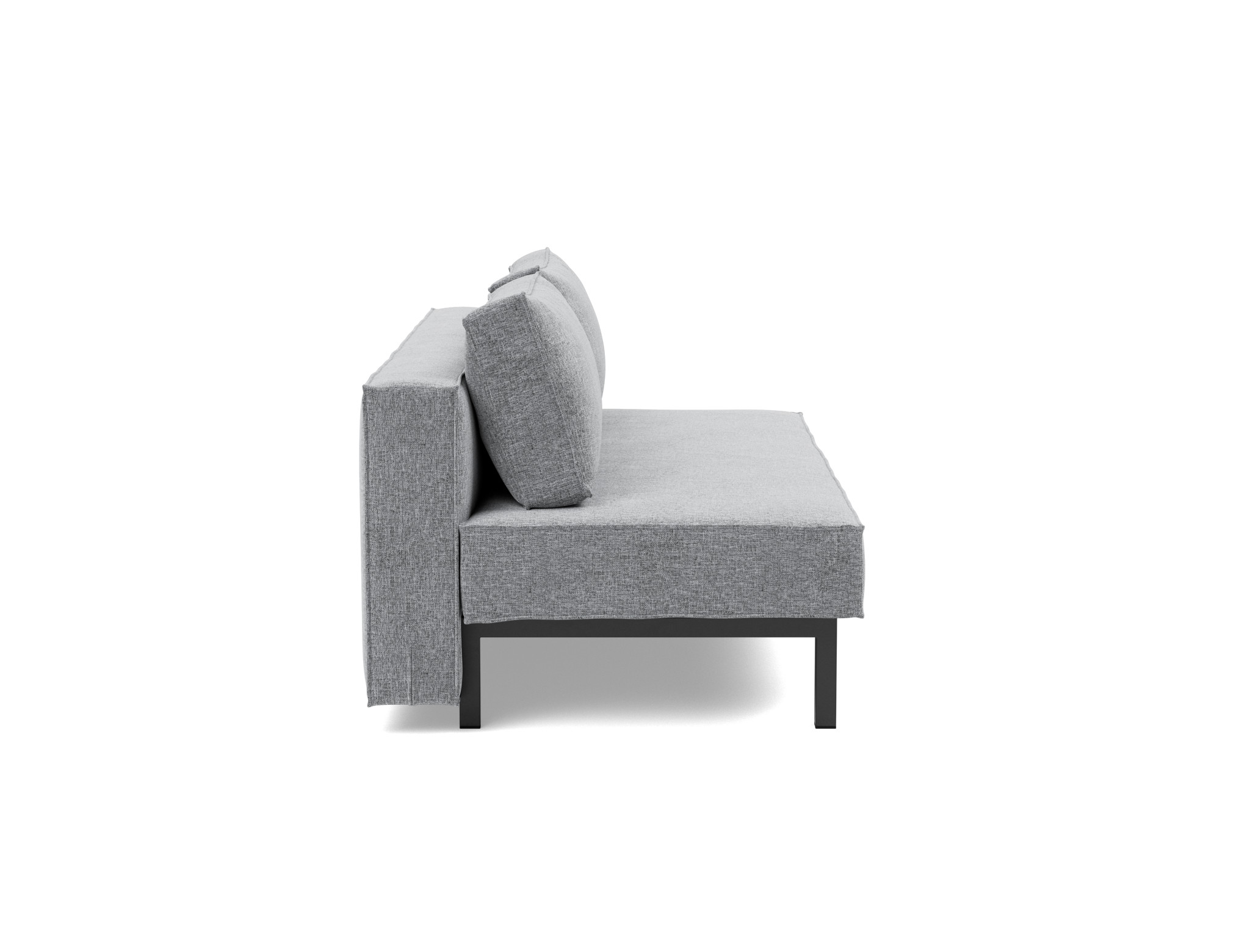 Schlafsofa Sly Strukturierter Stoff Twist 565-Granite Beine Schwarzes Metall
