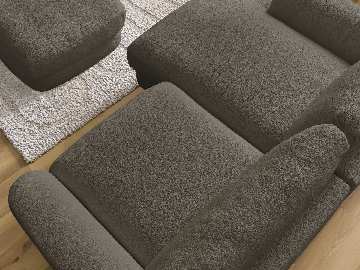 Bobochic Leonore Ecksofa mit Pouf Bouclé-Stoff Braun Ecke links
