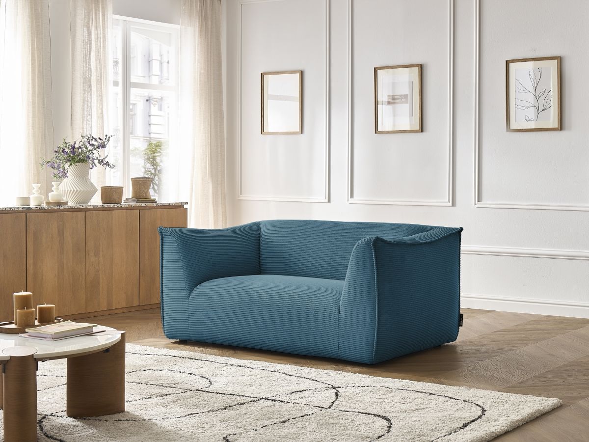 Bobochic Giorgia Sofa 2-Sitzer Cordsamt Hellblau