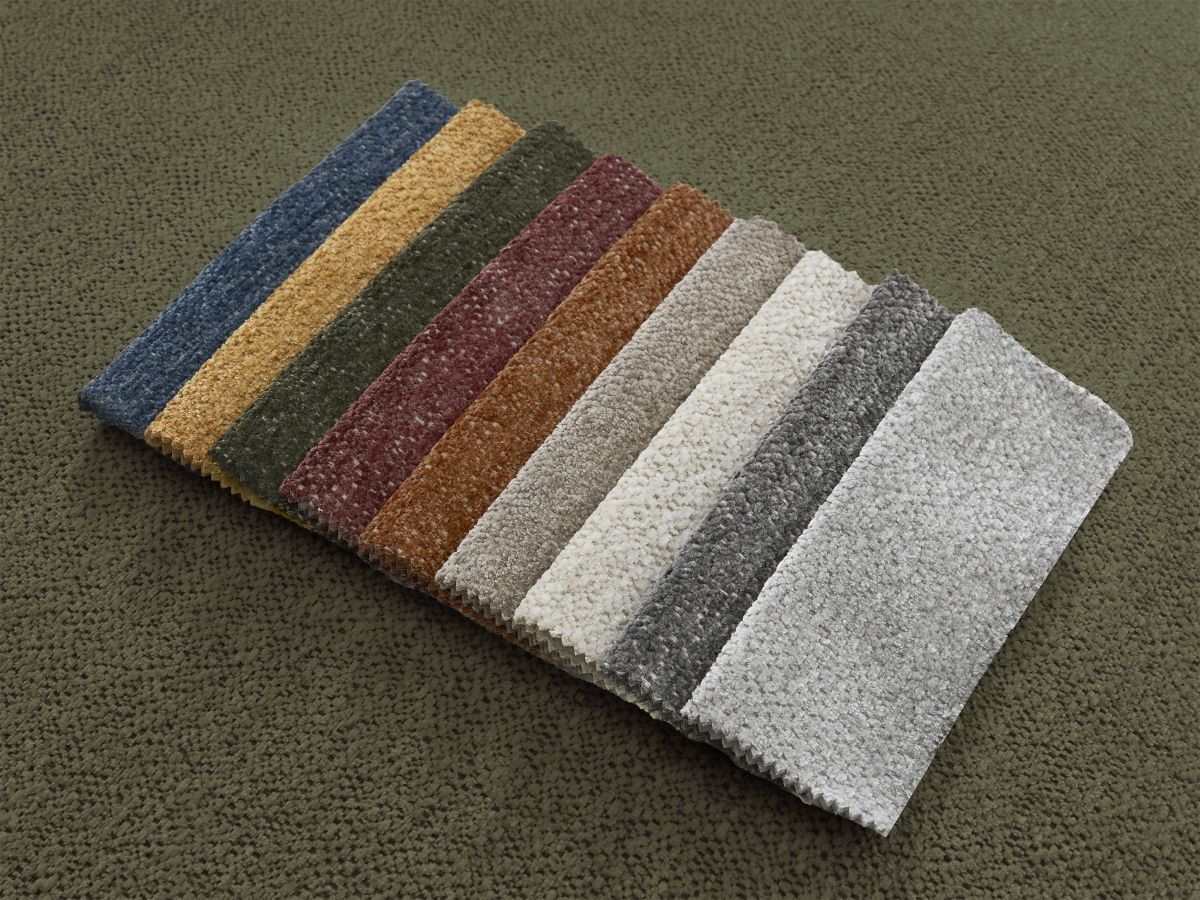 Bobochic Atilla Ecksofa mit Schlaffunktion und Bettkasten und Pouf Melange-Stoff Grün Ecke rechts