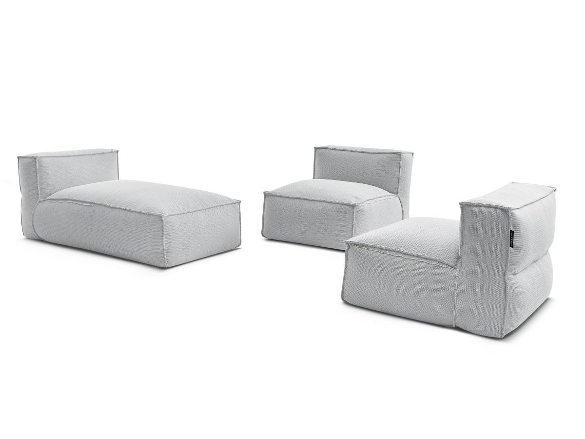 Bobochic Biarritz Gartensofa 3-Sitzer Melange-Stoff Grau