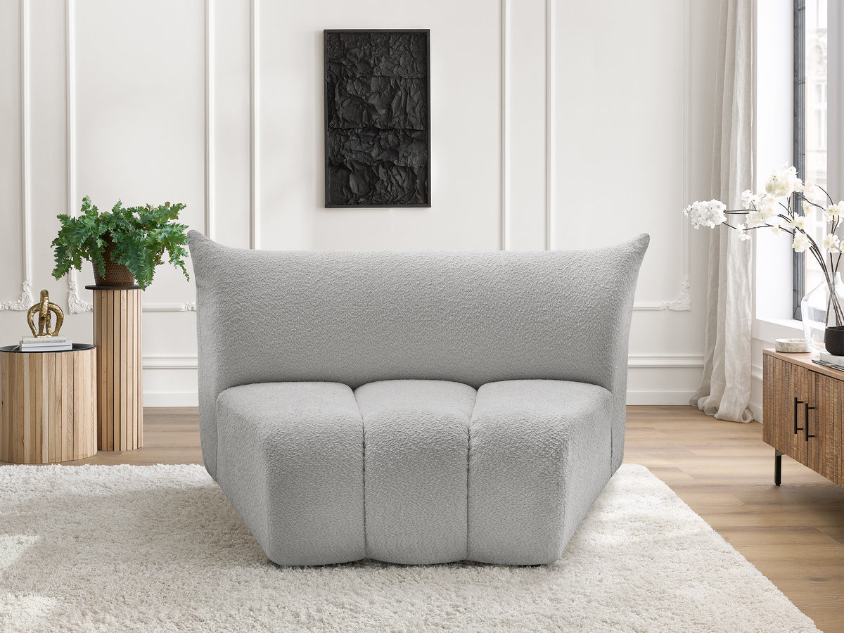 Bobochic Azra Sofamodul 1-Sitzer Bouclé-Stoff Hellgrau