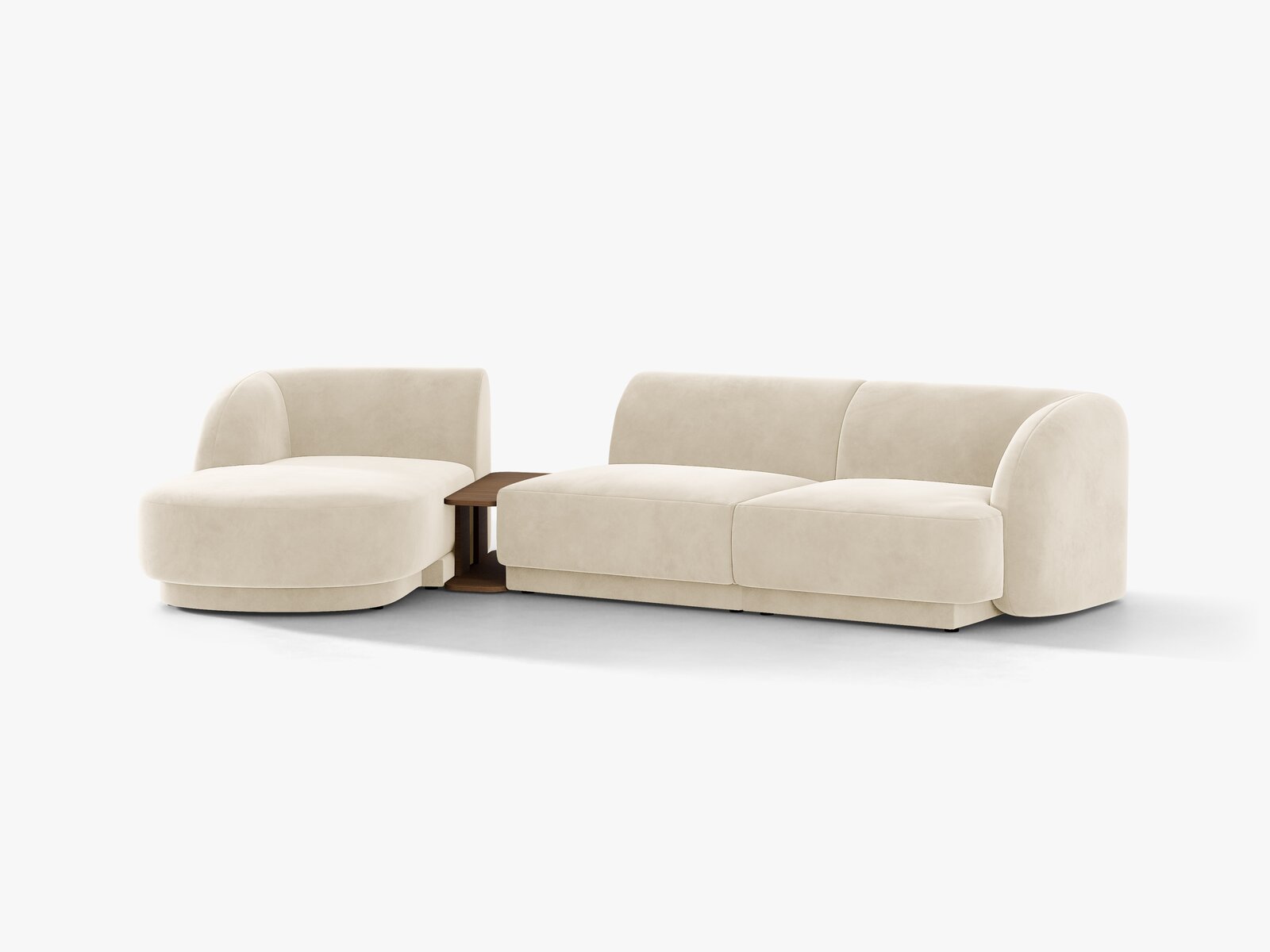 Micadoni Modulares Sofa Miley mit Recamiere 3-Sitzer Links Samt Venus Helles Beige