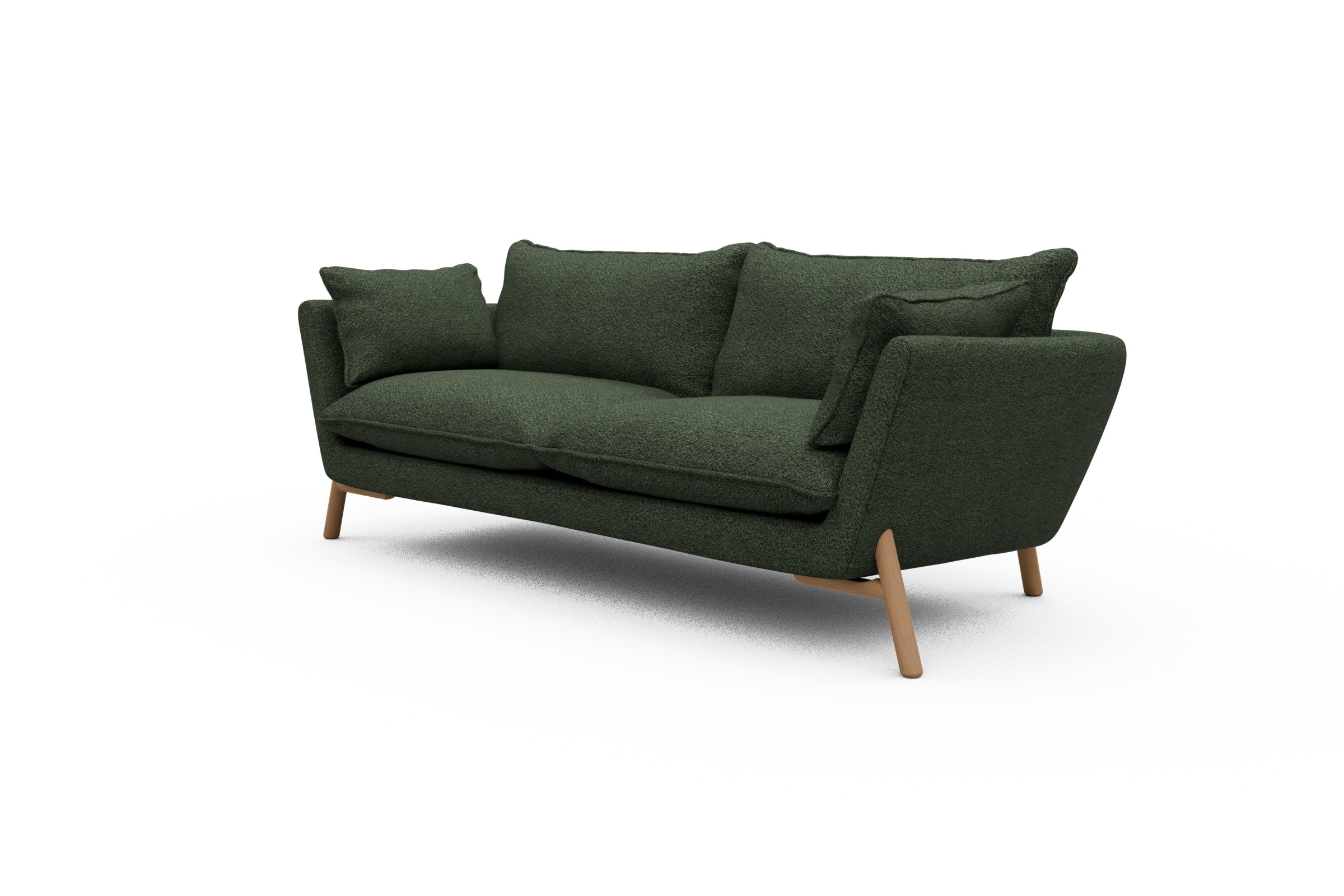 Sofa Emil PREMIUM 3-Sitzer Beinfarbe Eiche Natur Vanora-Deep-Green