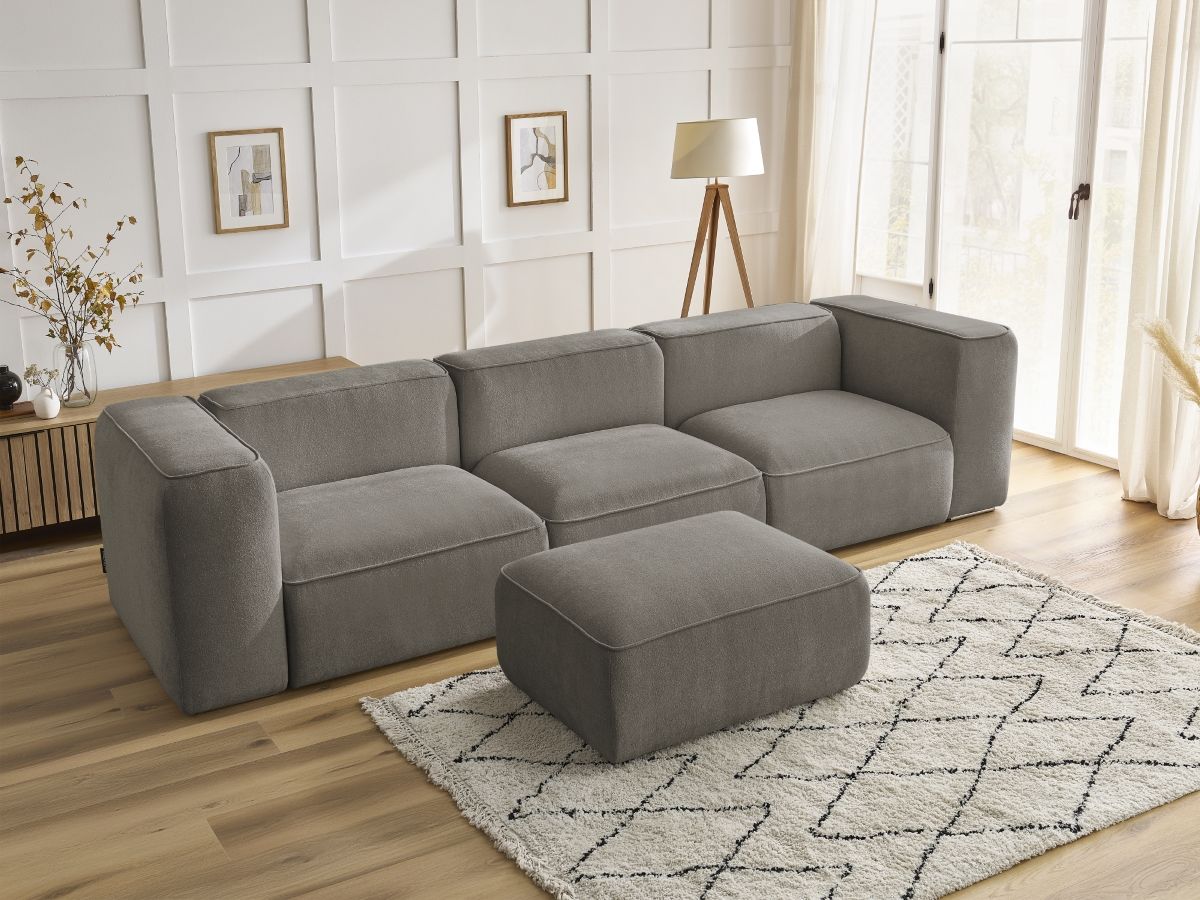 Bobochic Zephyr Sofa 4-Sitzer mit Pouf Strukturstoff Taupe