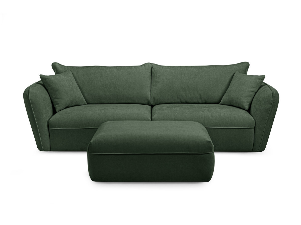 Bobochic Luigi Sofa 3-Sitzer mit Pouf Strukturstoff Grün