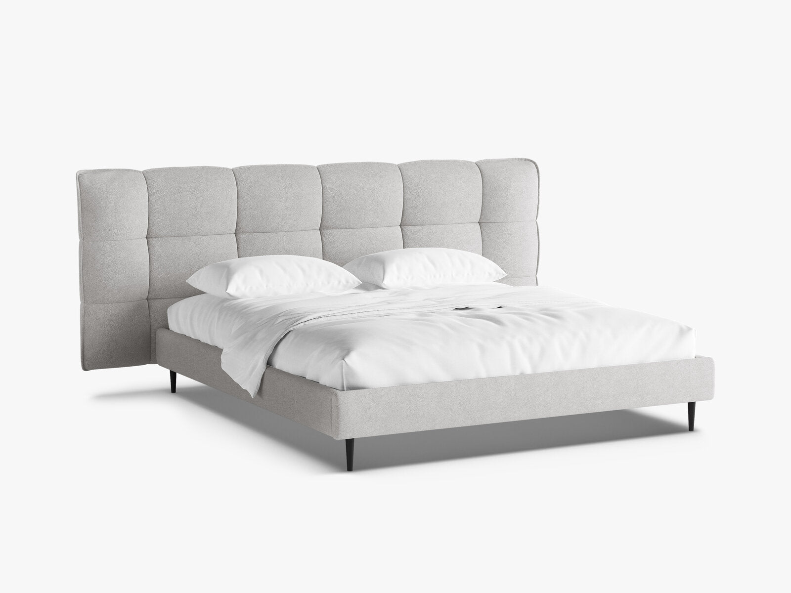 Micadoni Stauraumbett mit Kopfteil Eric with legs Boucle Sicuro Hellgrau 160x200