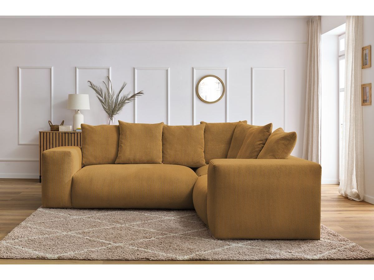 Bobochic Voltaire Ecksofa 268 × 214 cm Cordsamt Gelb Ecke rechts
