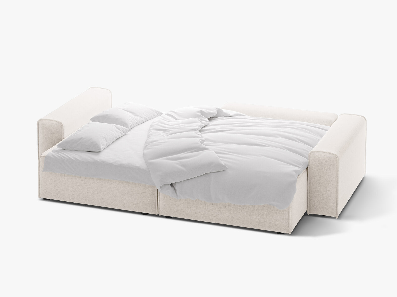 Micadoni Ecksofa Victor 3-Sitzer mit Schlaffunktion Rechts Strukturierter Stoff Helles Beige