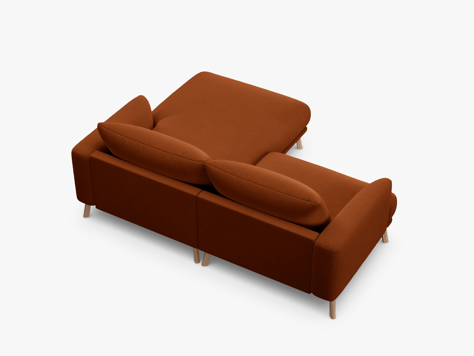 Micadoni Ecksofa Naomi 3-Sitzer kleine Version Rechts Samt Salvador Terrakotta