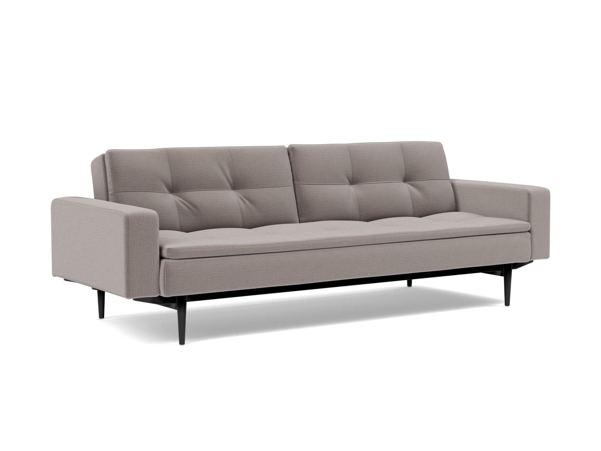 Schlafsofa Dublexo mit Armlehnen Chenille Esina 418-Truffle Beine Styletto Eiche schwarz