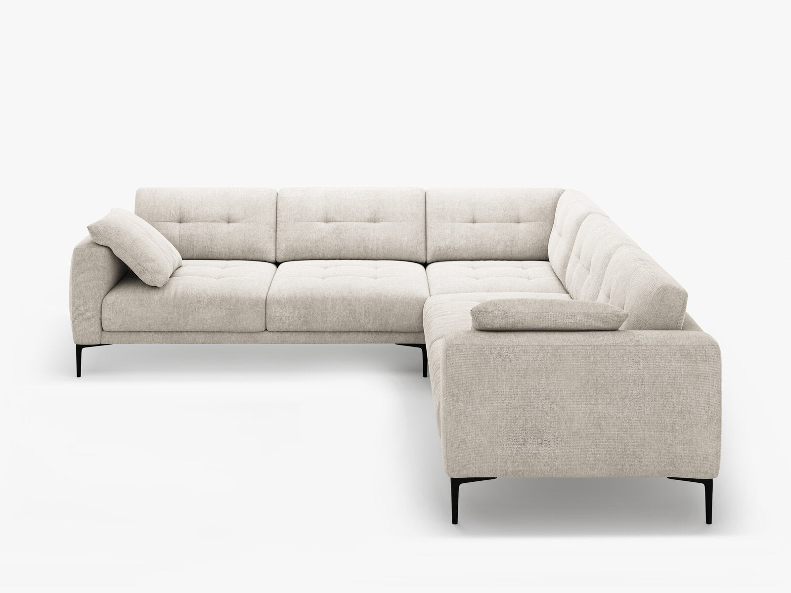 Micadoni Ecksofa Bemy 5-Sitzer Strukturierter Stoff Beige