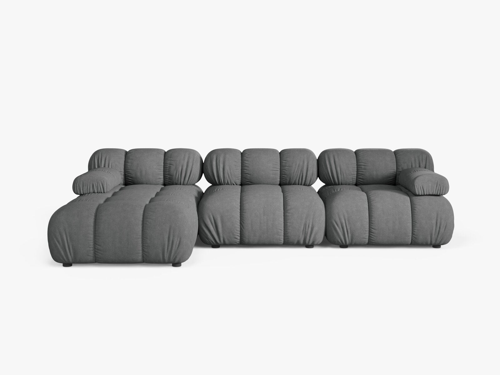 Micadoni Modulares Ecksofa Bellis 4-Sitzer Links Strukturierter Stoff Liberty Grau