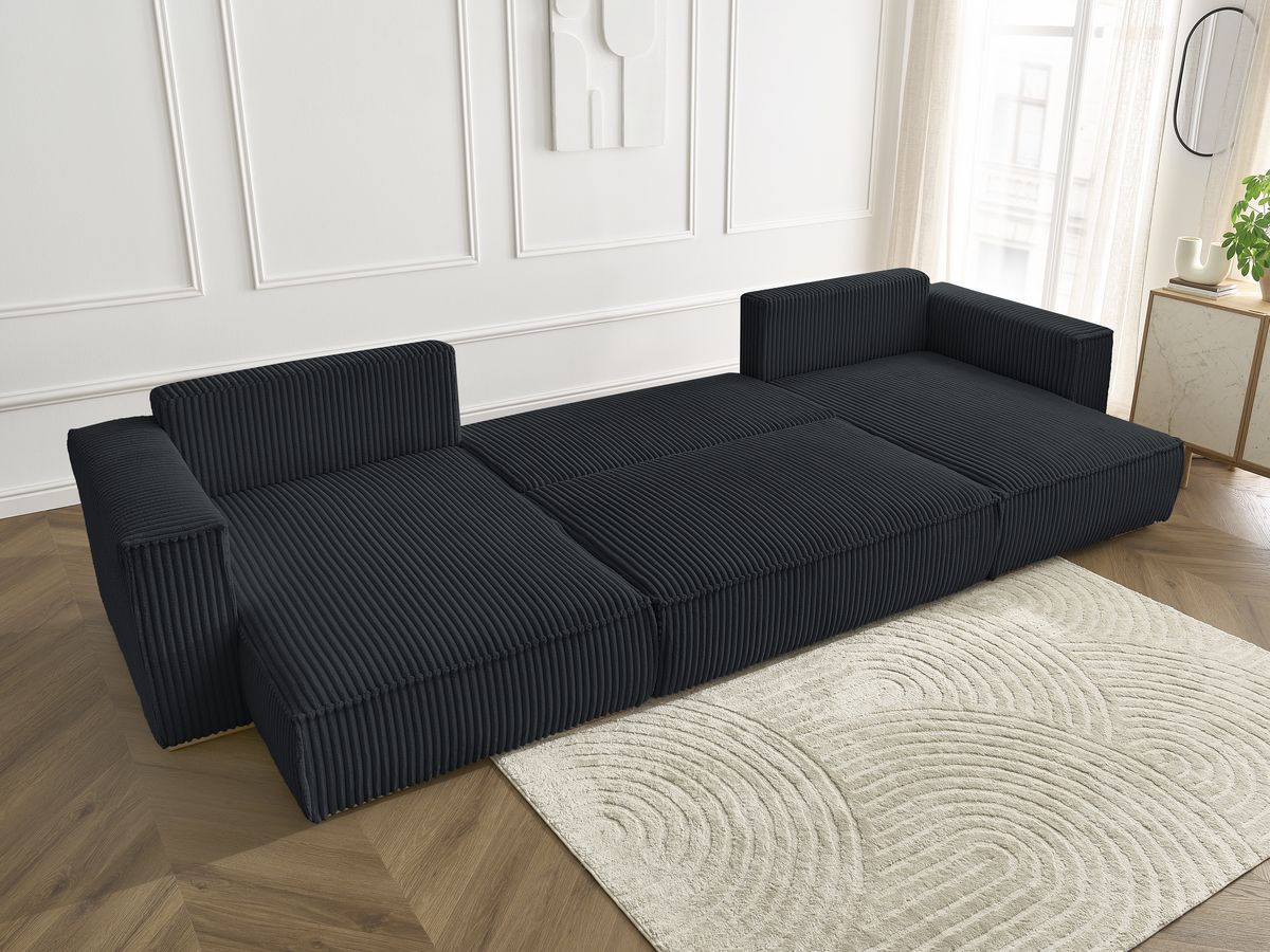 Bobochic Chelsea Wohnlandschaft Breitcord weich Schwarz