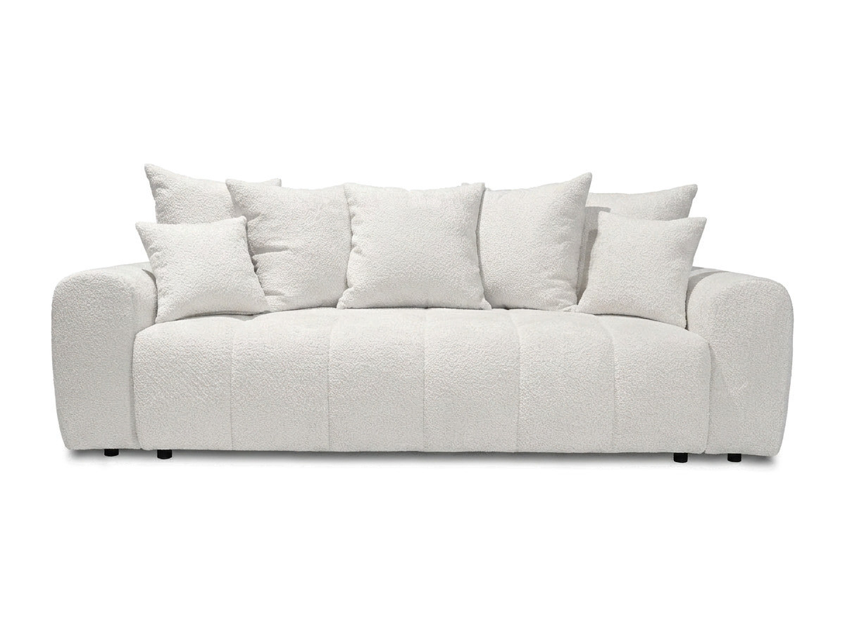 Bobochic Roxelane Schlafsofa 3-Sitzer mit Bettkasten Bouclé-Stoff Weiß