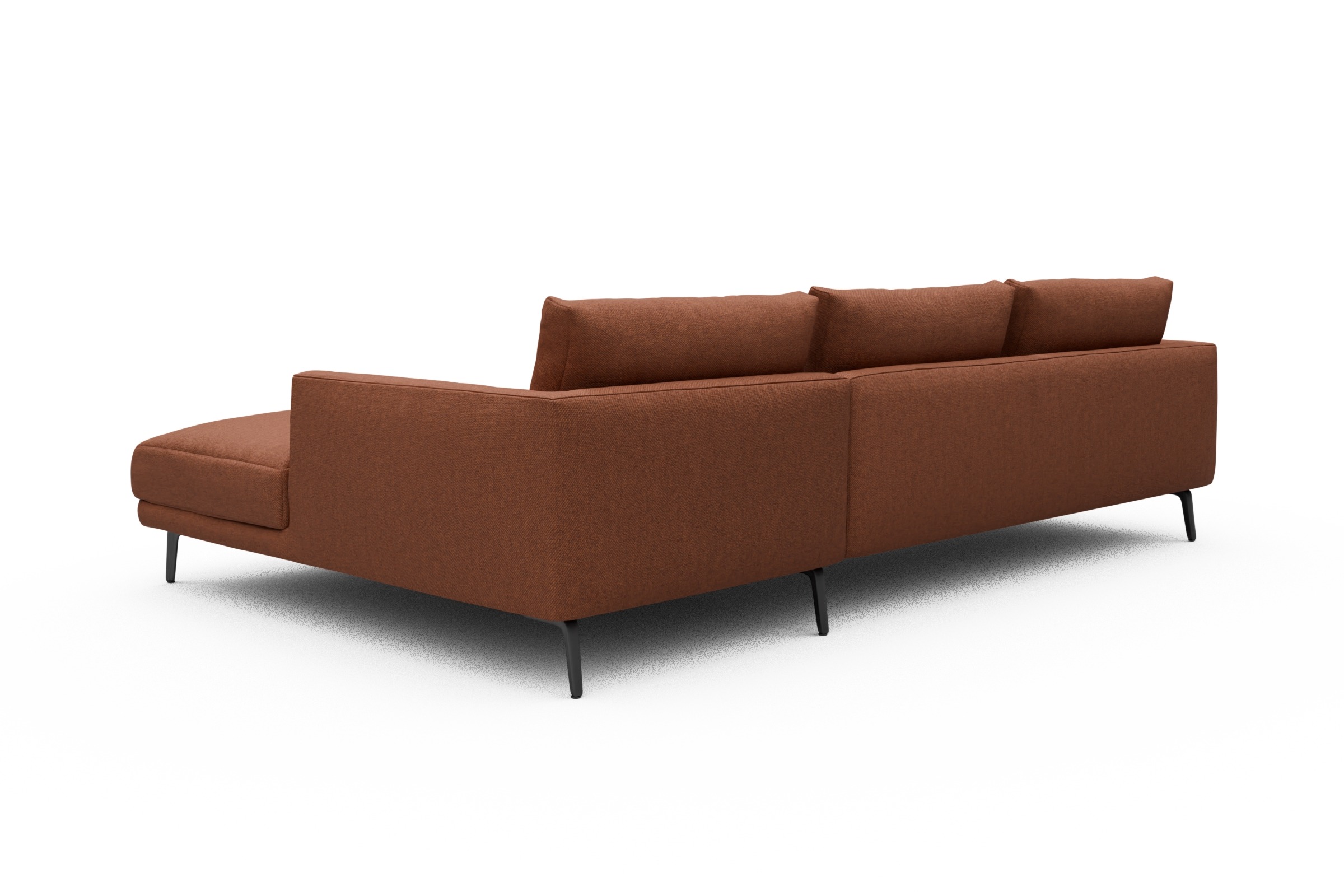 Ecksofa Karl Chaiselongue rechts mit 2,5-Sitzer Weda-Rust