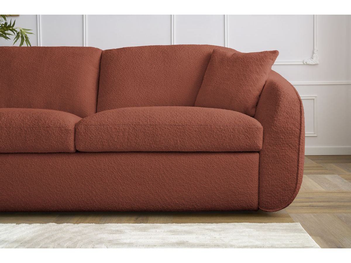 Bobochic Cezanne Schlafsofa 3-Sitzer Bouclé-Stoff Orange, Liegefläche 160 × 194 cm