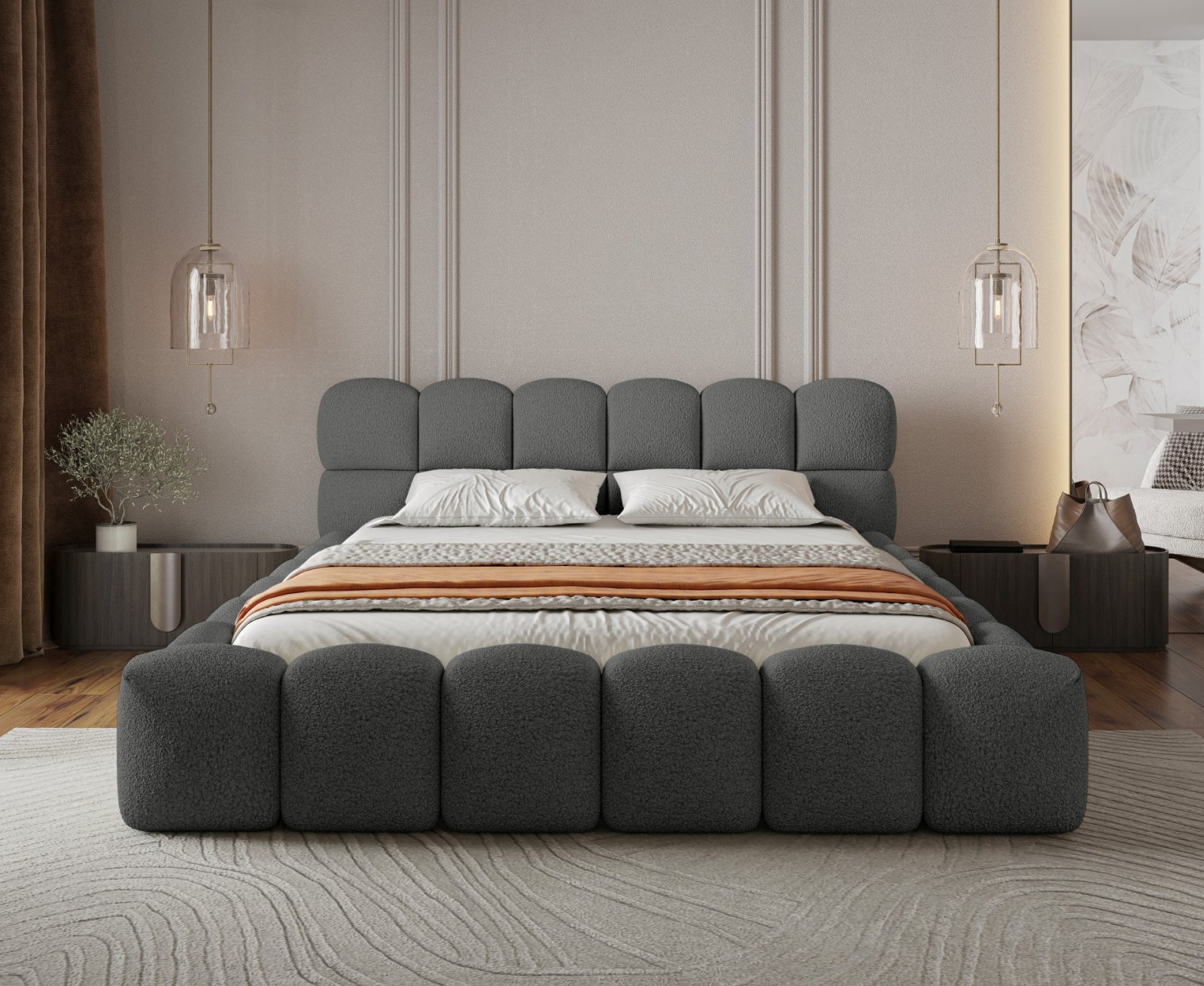 Polsterbett Vento-Slim Boucle 140x200 mit Holzrahmen Quelle 92