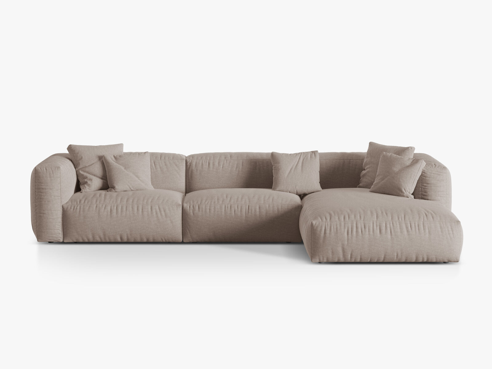 Micadoni Ecksofa Martina 3-Sitzer Rechts Strukturierter Stoff Boston Dunkelbeige