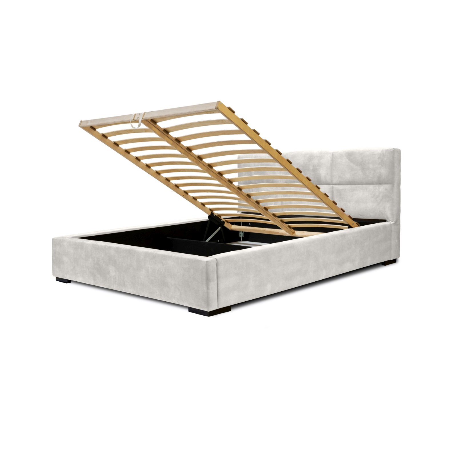 Polsterbett Portoza Samtstoff 140x200 mit Holzrahmen Macau Pearl