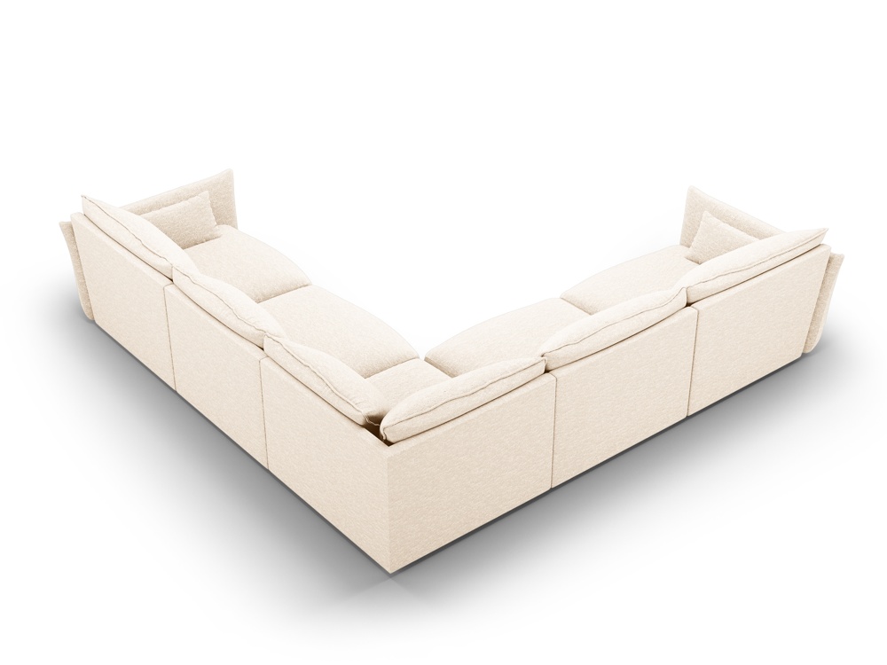 Cosmopolitan Design Symmetrisches Ecksofa Matera 7-Sitzer Chenille Eden Helles Beige