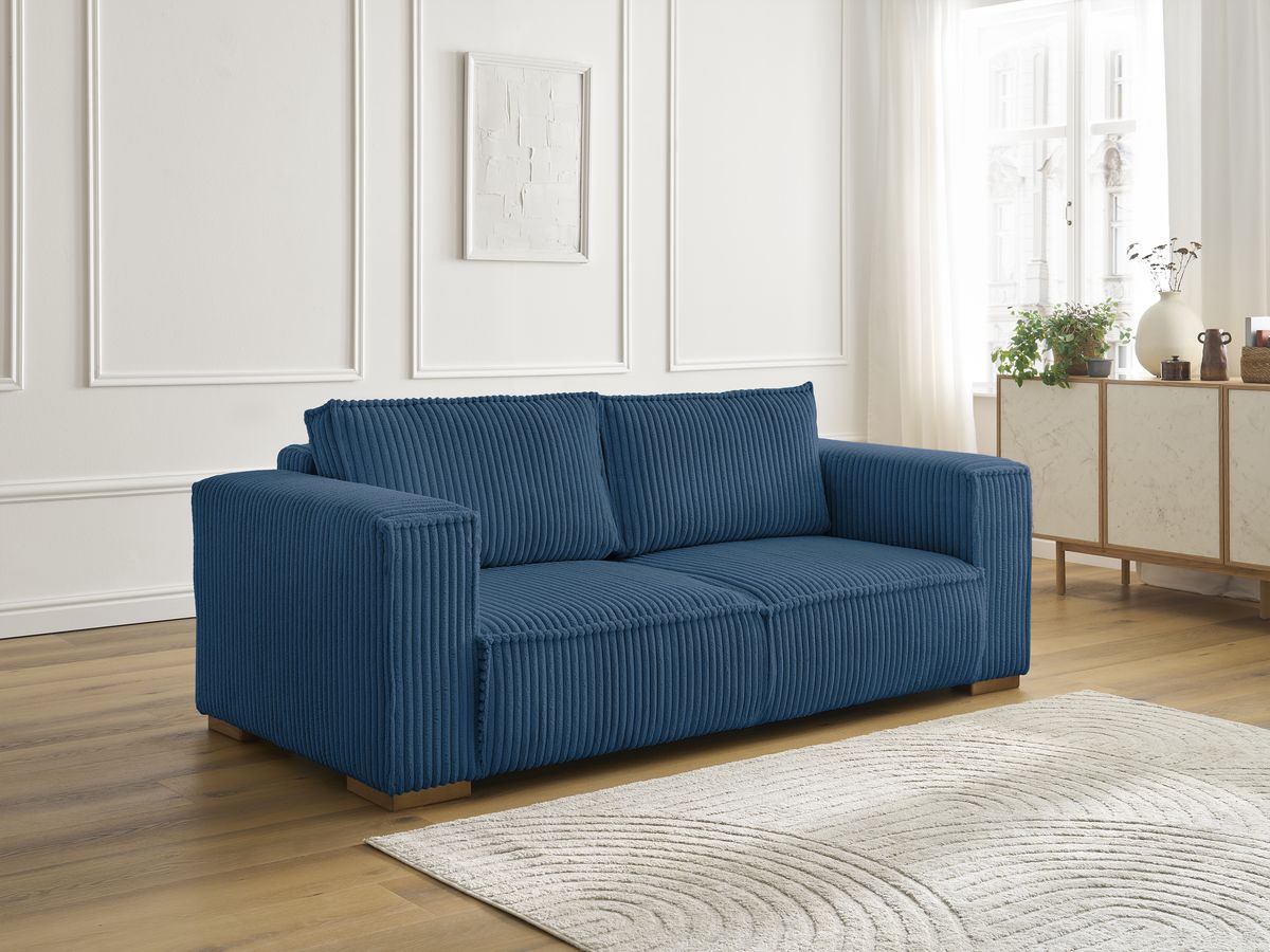 Bobochic Chelsea Sofa 2-Sitzer Breitcord weich Dunkelblau