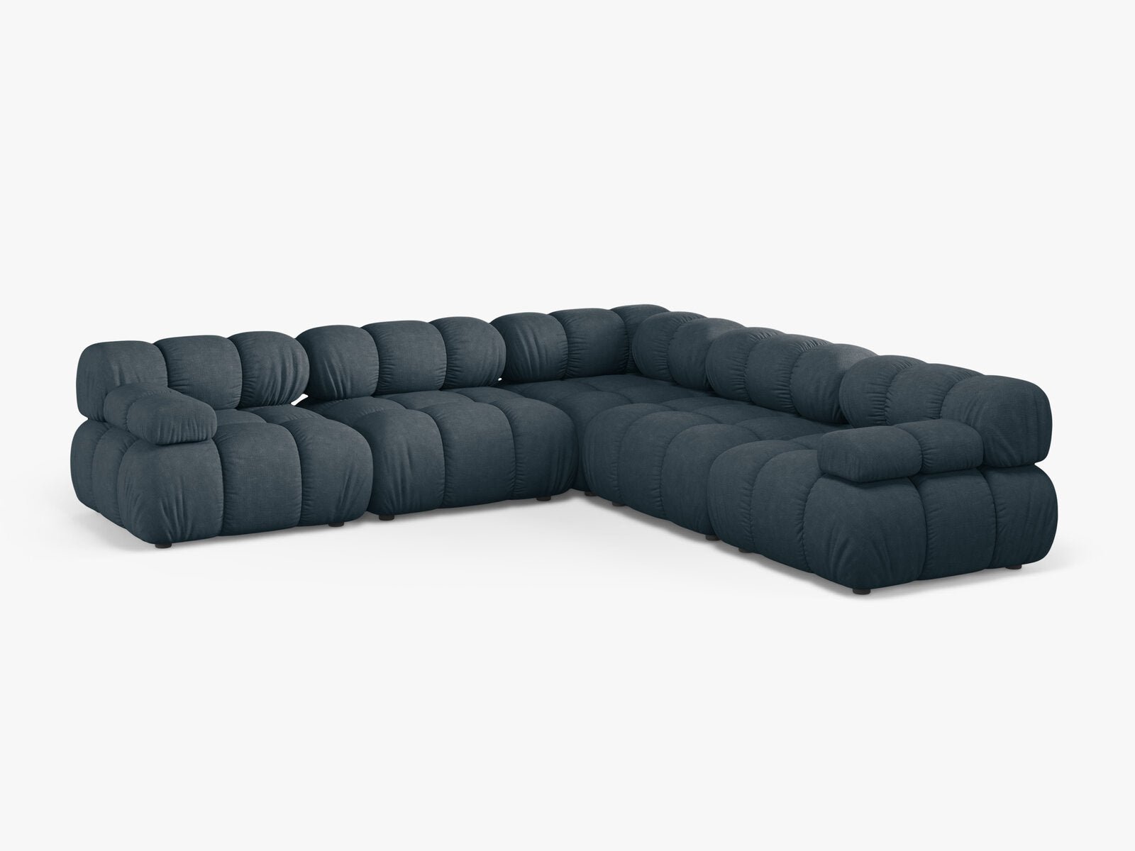 Micadoni Symmetrisches Ecksofa Bellis 5-Sitzer Strukturierter Stoff Liberty Dunkel Petrol