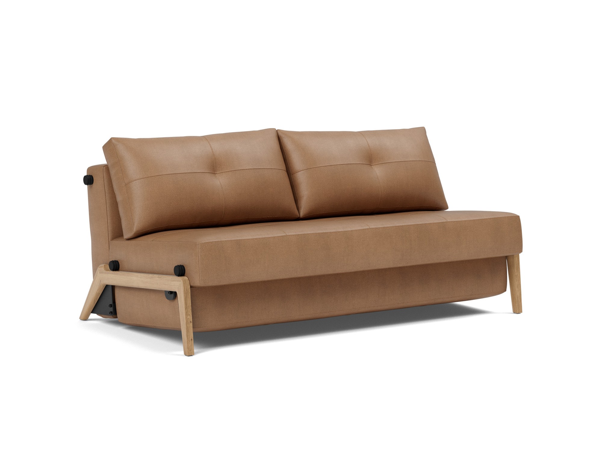 Schlafsofa Cubed 160 Lederoptik Faunal 551-Brown Beine Eiche