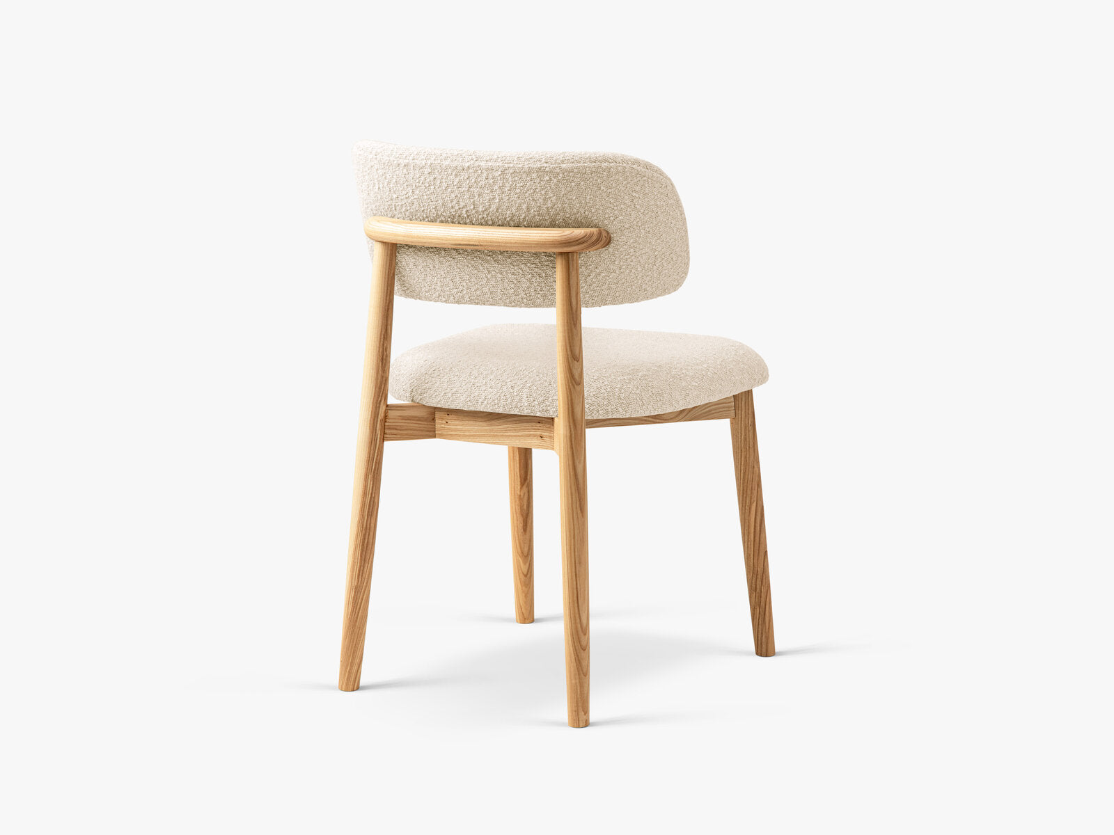 Micadoni Stuhl Evan Boucle Baloo Beige Natürliches Buchenholz