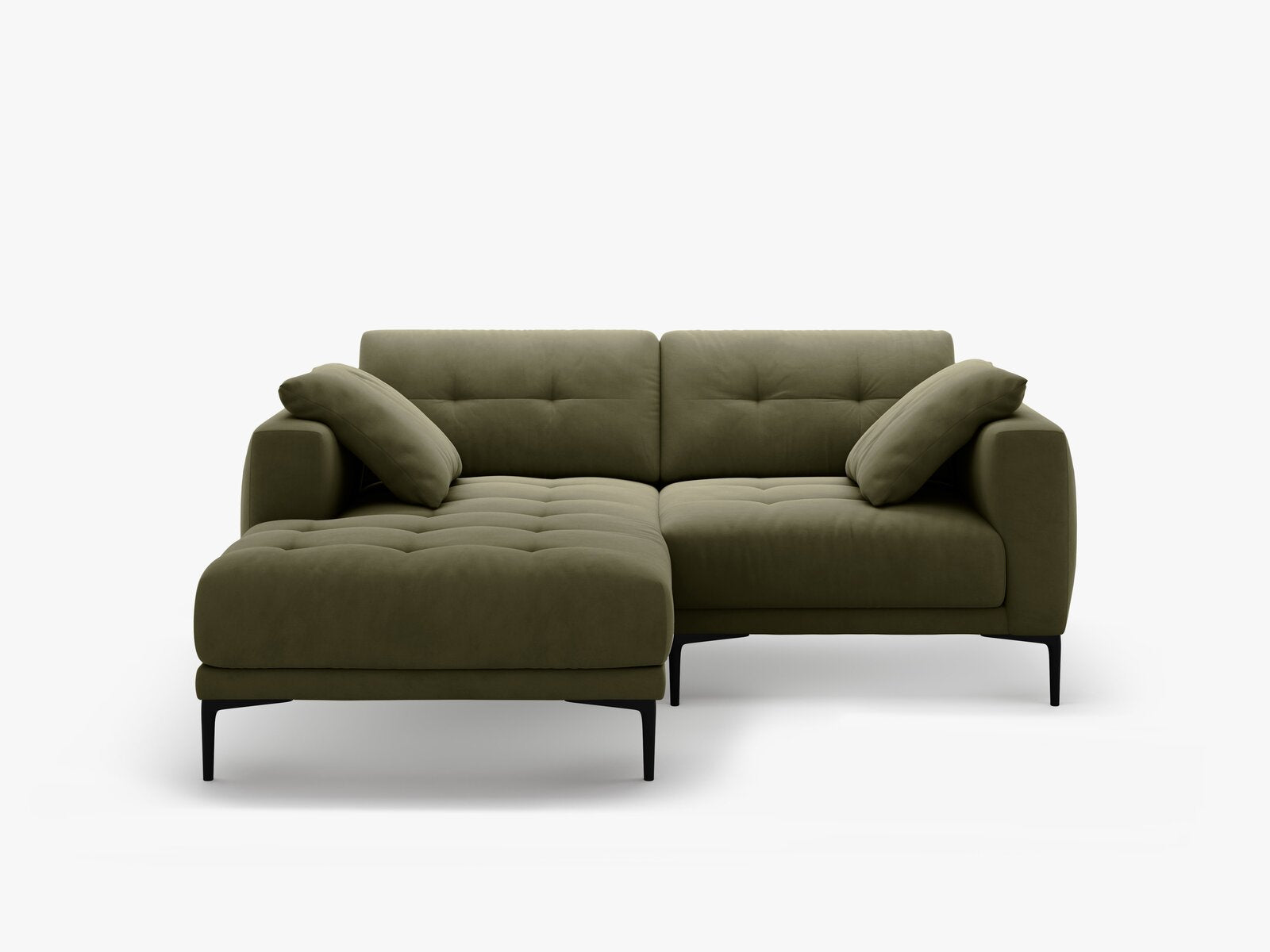 Micadoni Ecksofa Bemy 2-Sitzer Links Samt Grün