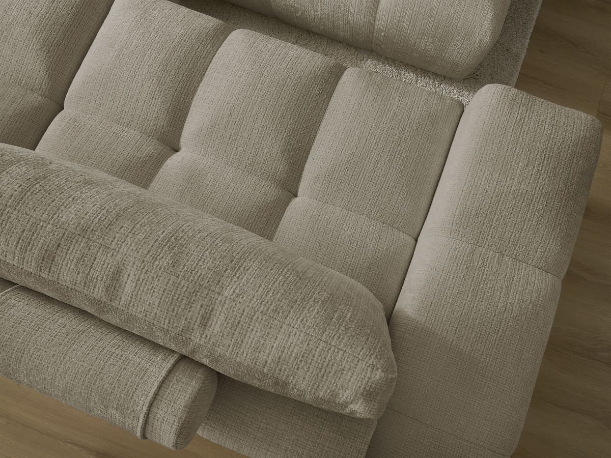 Bobochic Anakin Schlafsofa 3-Sitzer mit Bettkasten und Pouf, 2 Kissen Strukturstoff Taupe