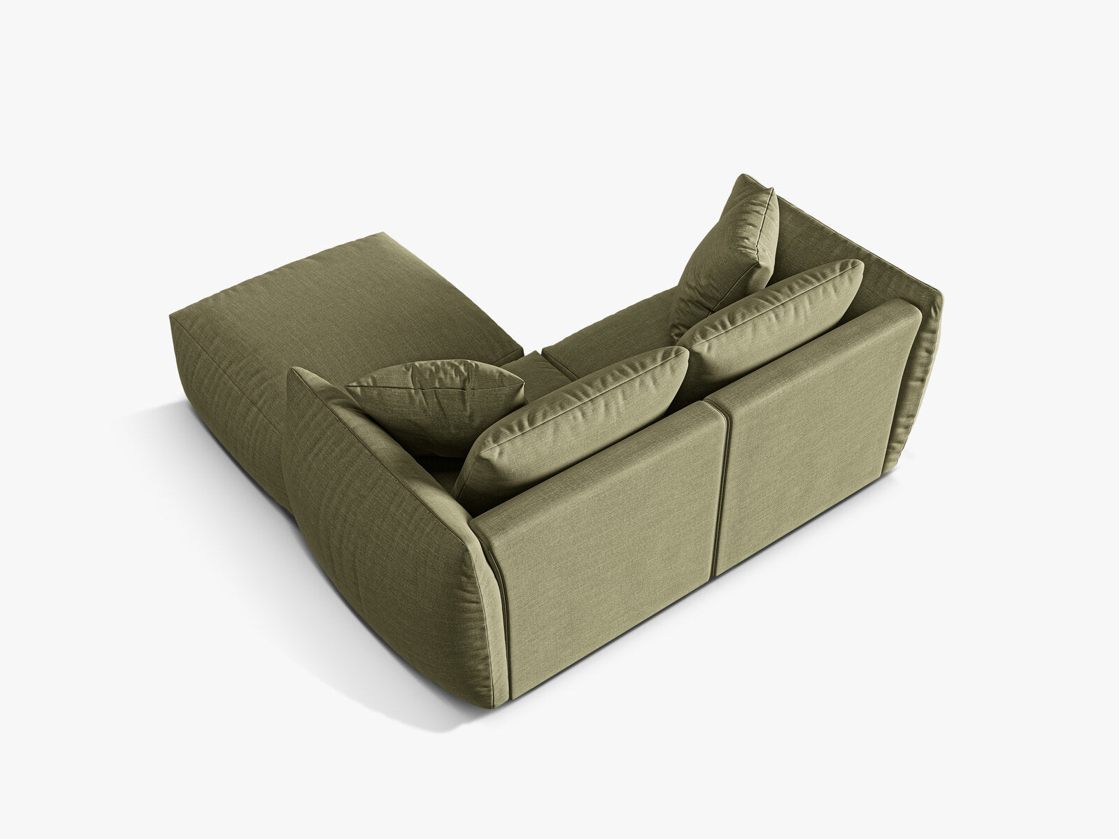 Micadoni Modulares Sofa Chris 4-Sitzer Strukturierter Stoff Hellgrün