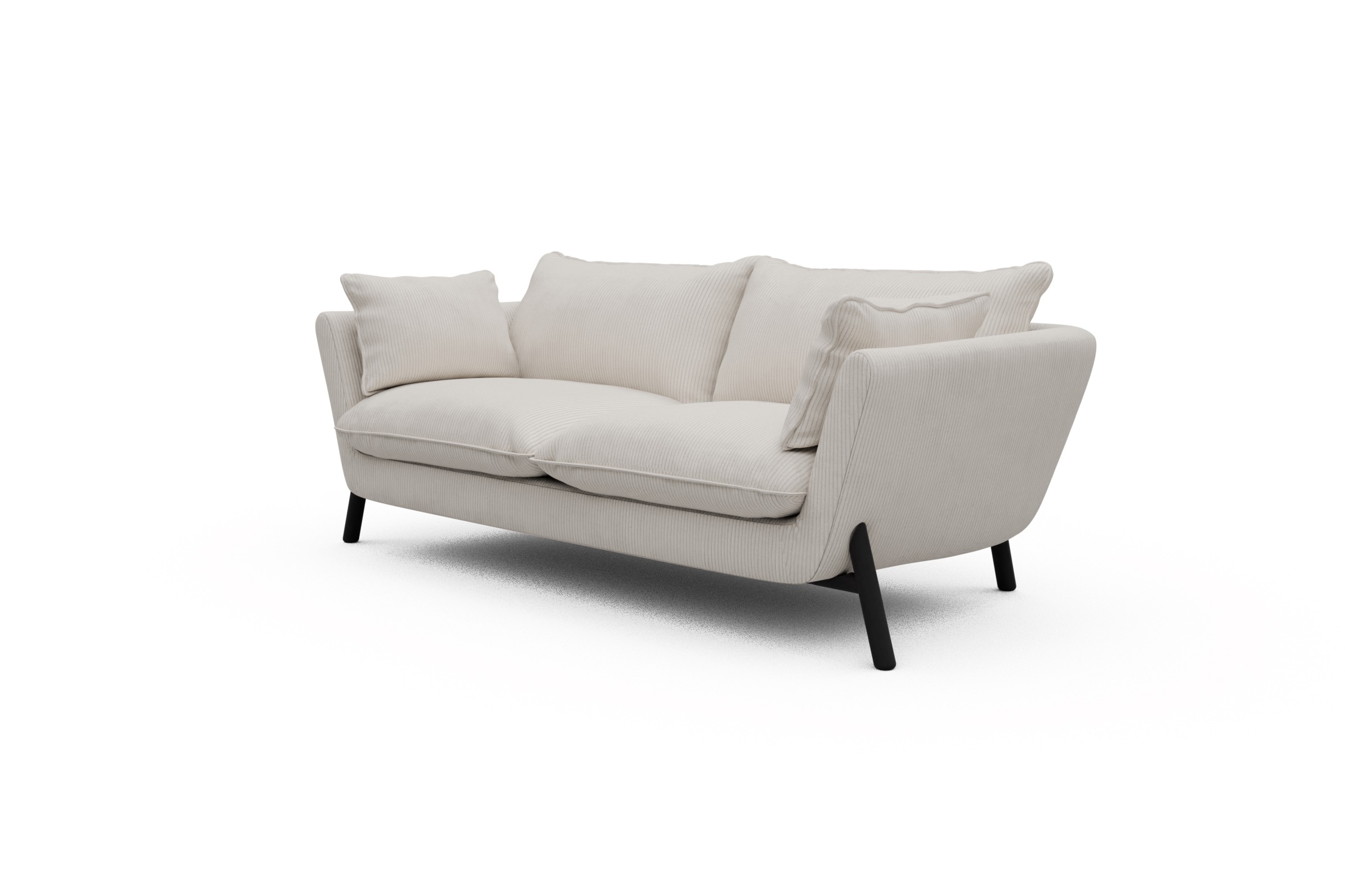 Sofa Emil PREMIUM 2-Sitzer Beinfarbe Eiche Schwarz Corduroy-Ivory