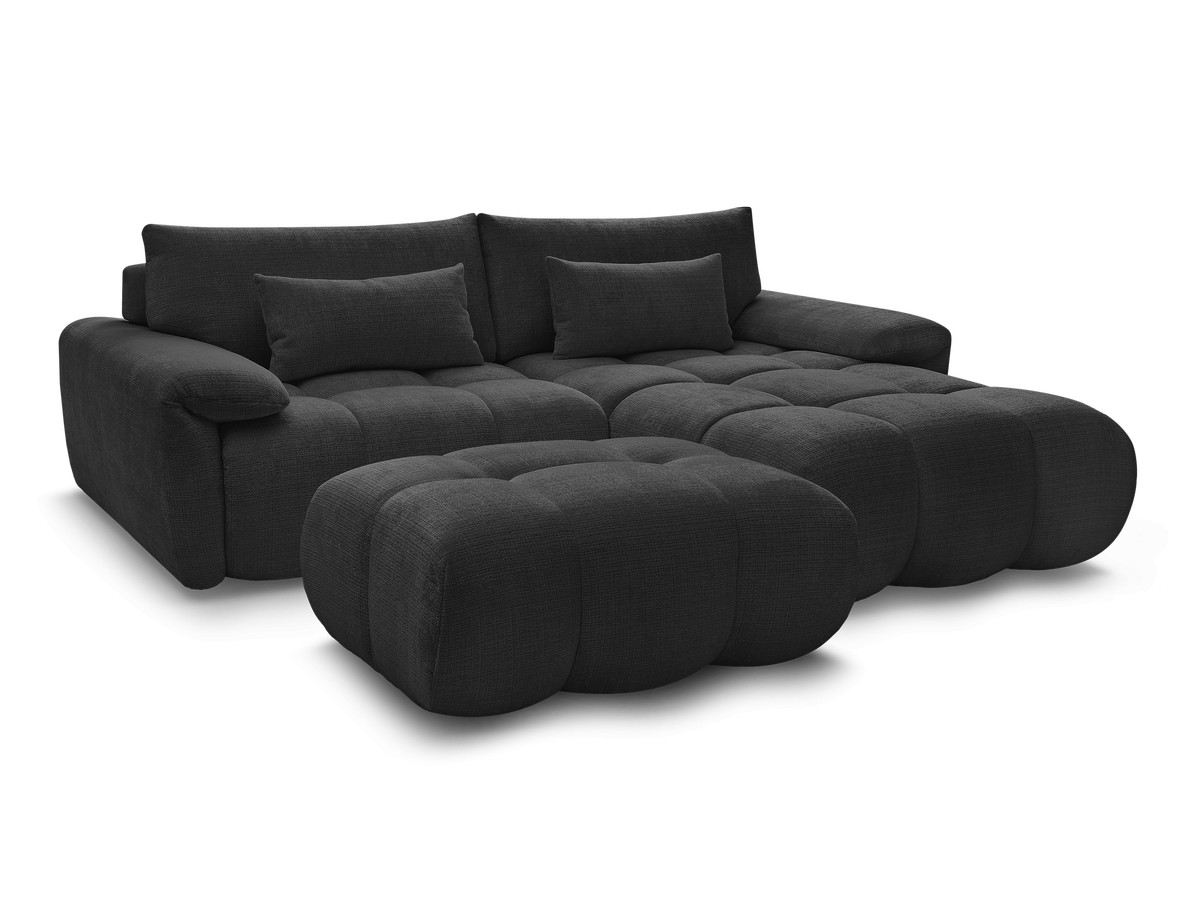 Bobochic Ivane Ecksofa mit Pouf Strukturstoff Schwarz Ecke rechts