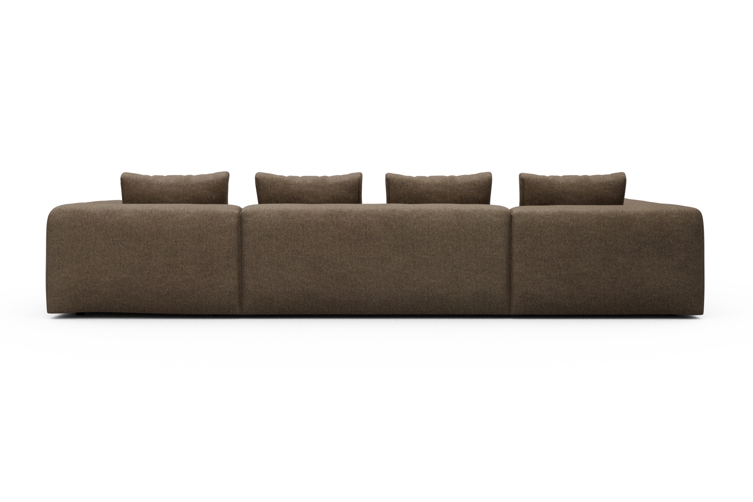 Wohnlandschaft Fred Relax-Ecke links mit 2-Sitzer und Chaiselongue rechts Boucle Aivi 817-Khaki-Brown