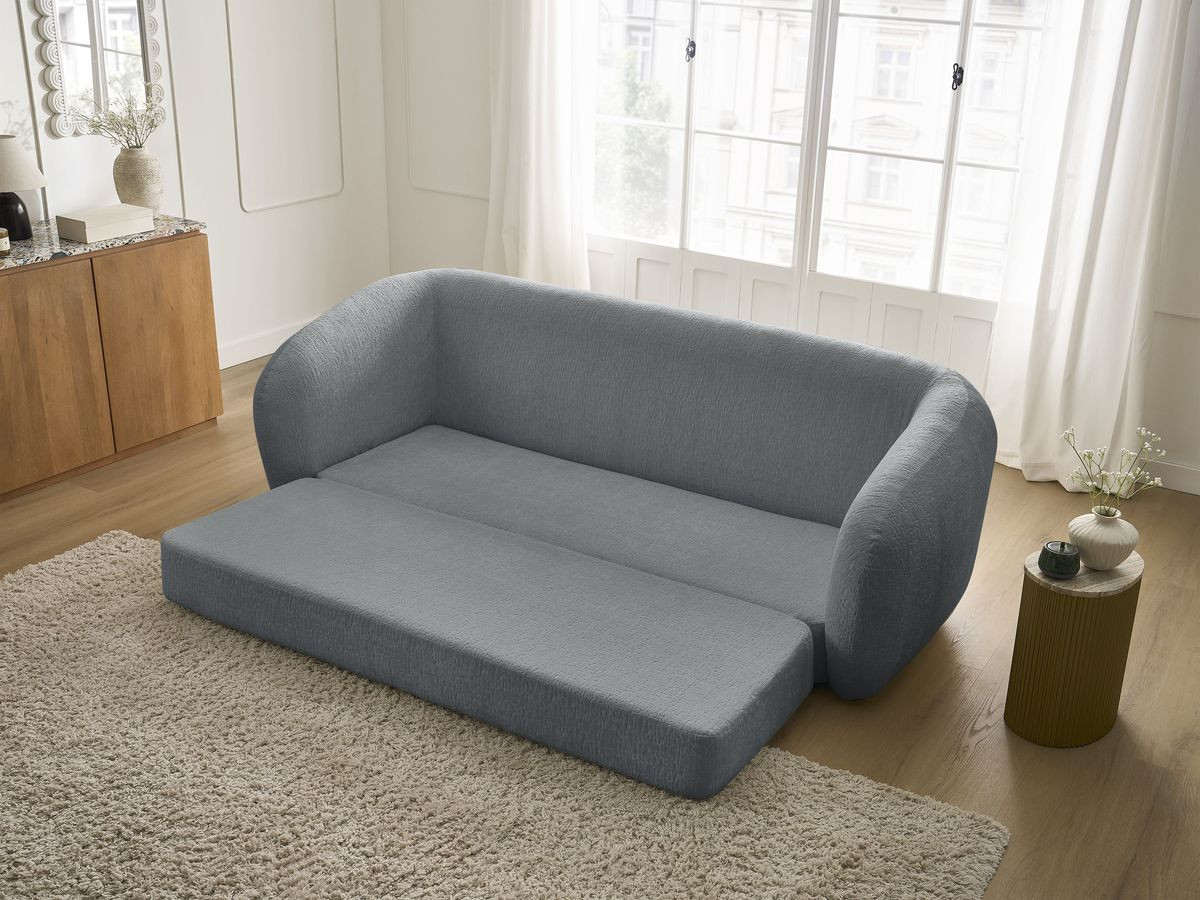 Bobochic Neyo Schlafsofa 3-Sitzer Strukturstoff Dunkelgrau