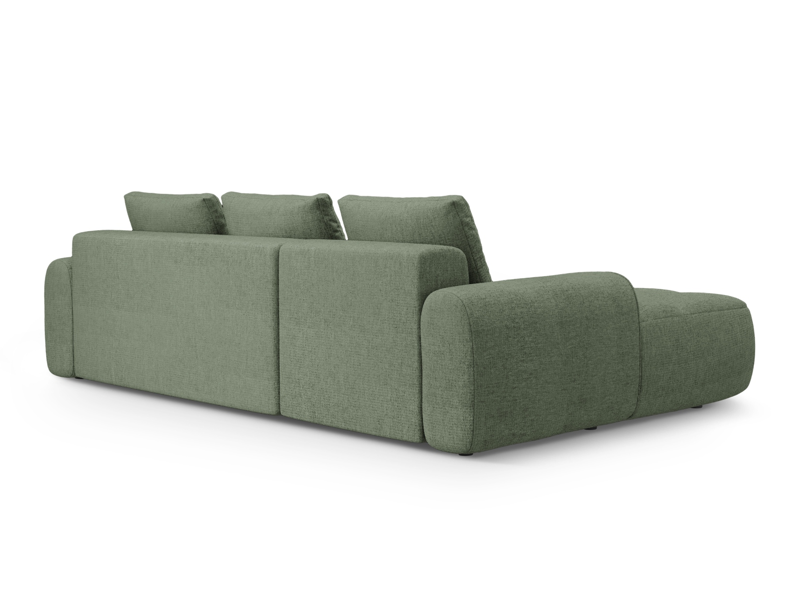 Cosmopolitan Design Ecksofa Linz 3-Sitzer mit Schlaffunktion Strukturierter Stoff Sorella Dunkles Olivgrün Links