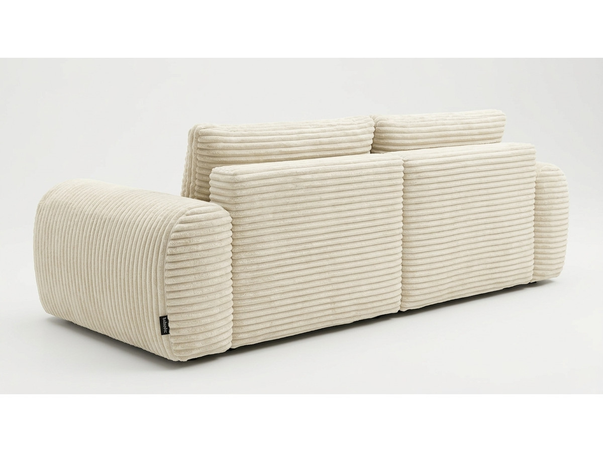 Bobochic Lucien Ecksofa mit Schlaffunktion und Bettkasten Breitcord weich Beige Ecke rechts
