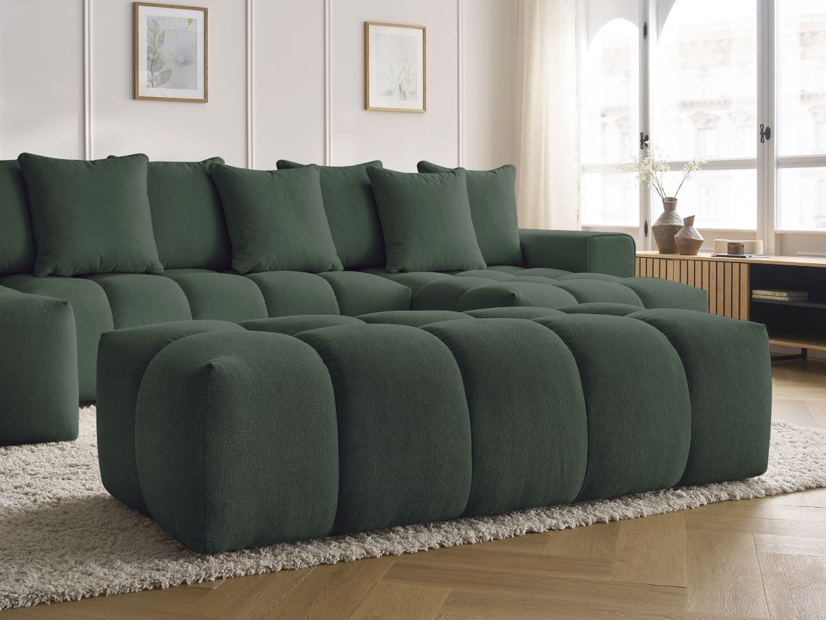 Bobochic Mont-blanc Wohnlandschaft mit Pouf Melange-Stoff Grün