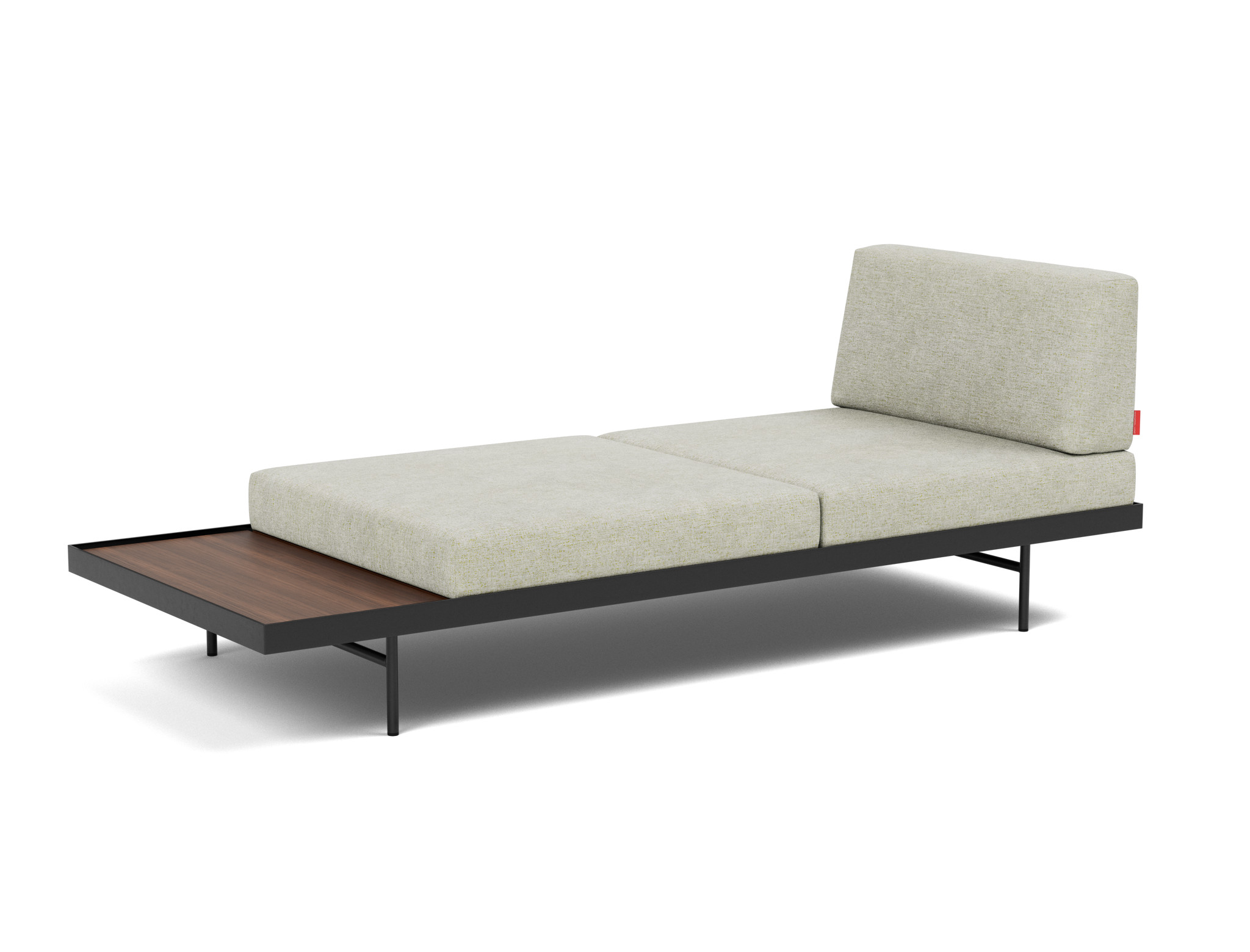 Tagesbett Puri Flachgewebe Avella 280-Sand Beine mit Nussbaumtisch