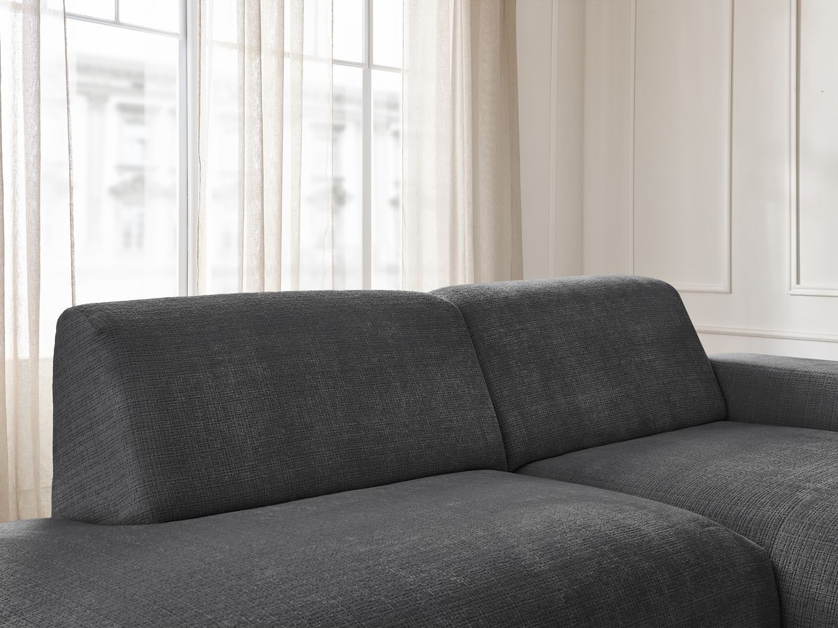 Bobochic Sirius Ecksofa 405 × 170 cm Strukturstoff Schwarz Ecke rechts