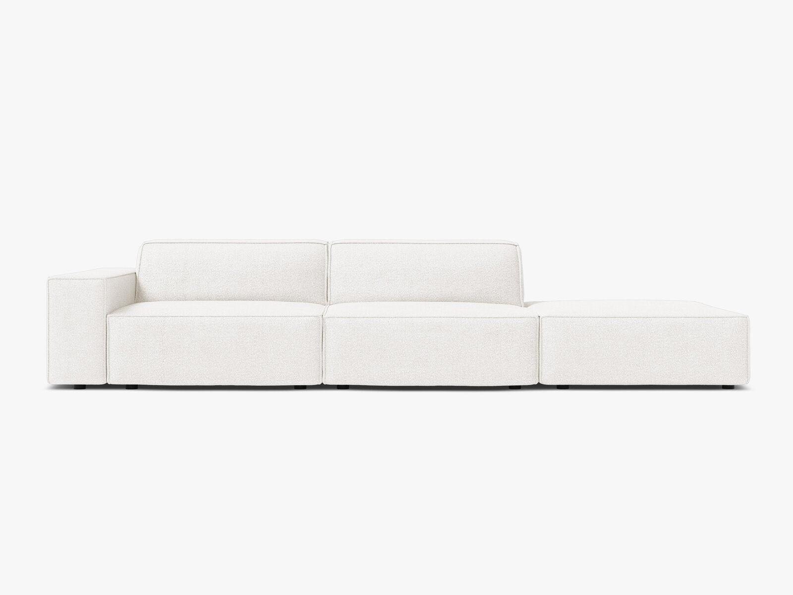 Micadoni Sofa Jodie 3-Sitzer Rechts Boucle Baloo Weiß