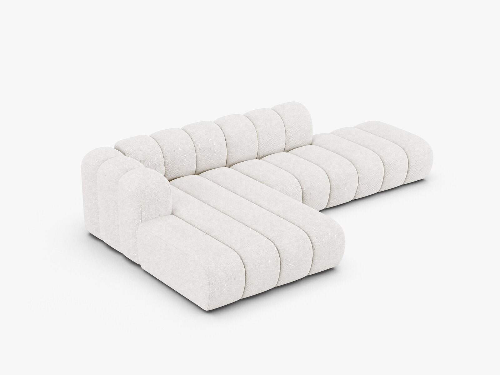 Micadoni Modulares Ecksofa offen Lupine 5-Sitzer Links Boucle Baloo Weiß