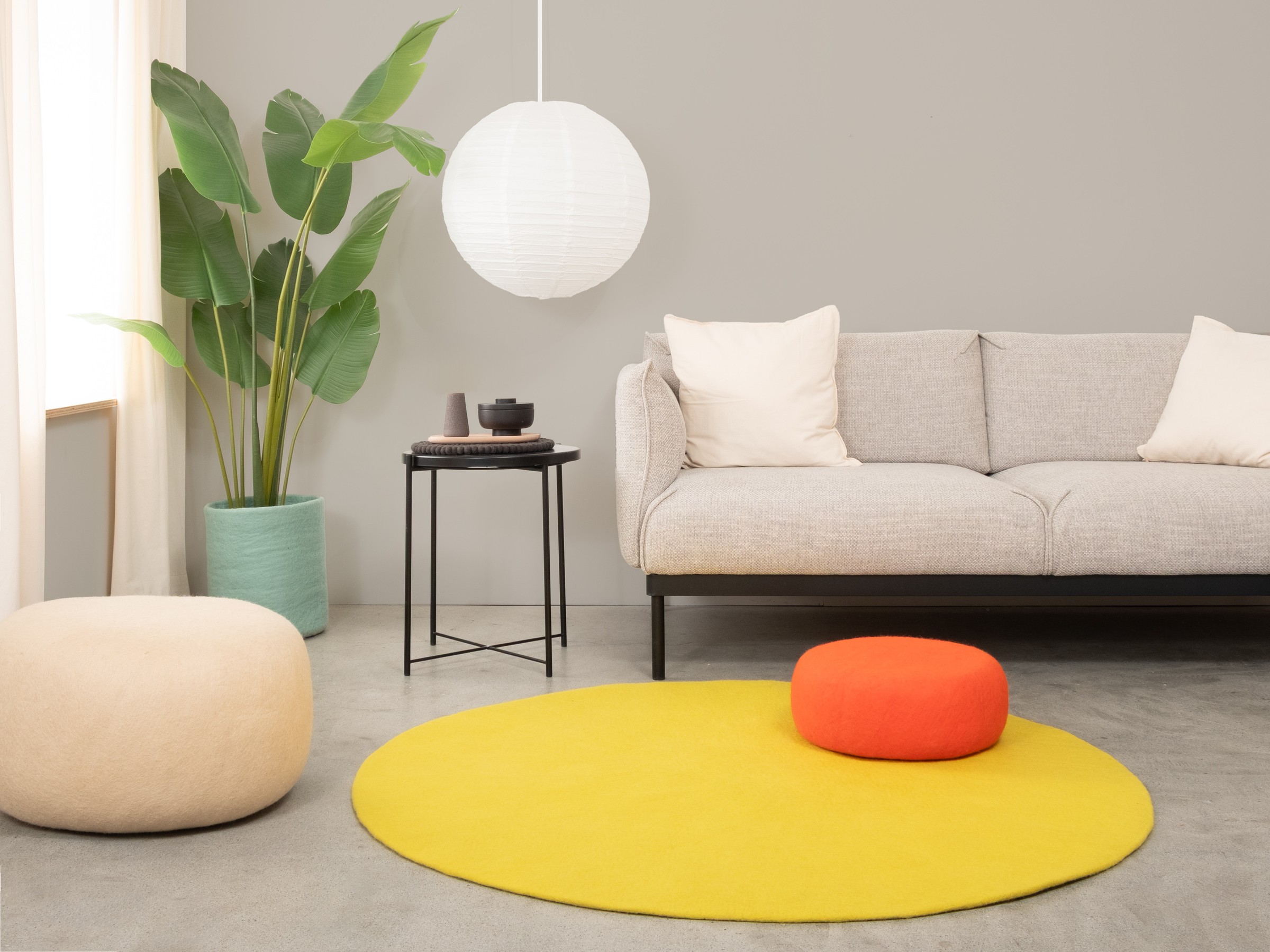 myfelt Kata Filzteppich Gelbgrün rund Ø 50 cm