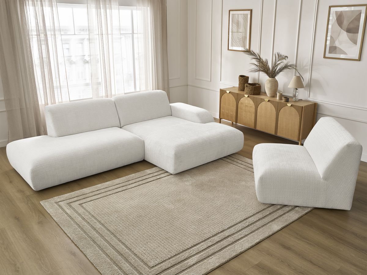 Bobochic Sirius Ecksofa 405 × 170 cm Strukturstoff Weiß Ecke rechts