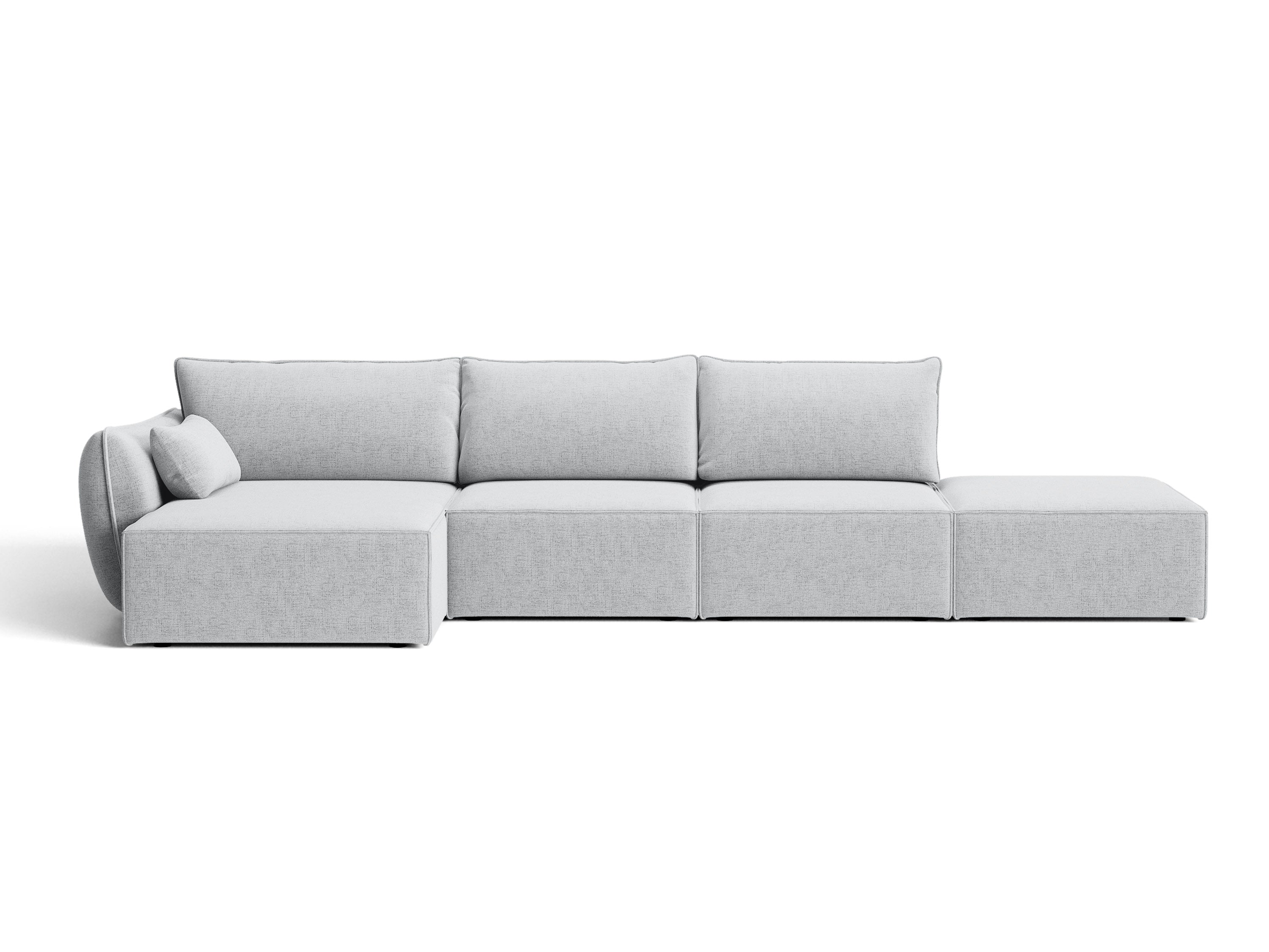 Micadoni Ecksofa Kaelle 5-Sitzer Strukturierter Stoff Moly Hellgrau Links