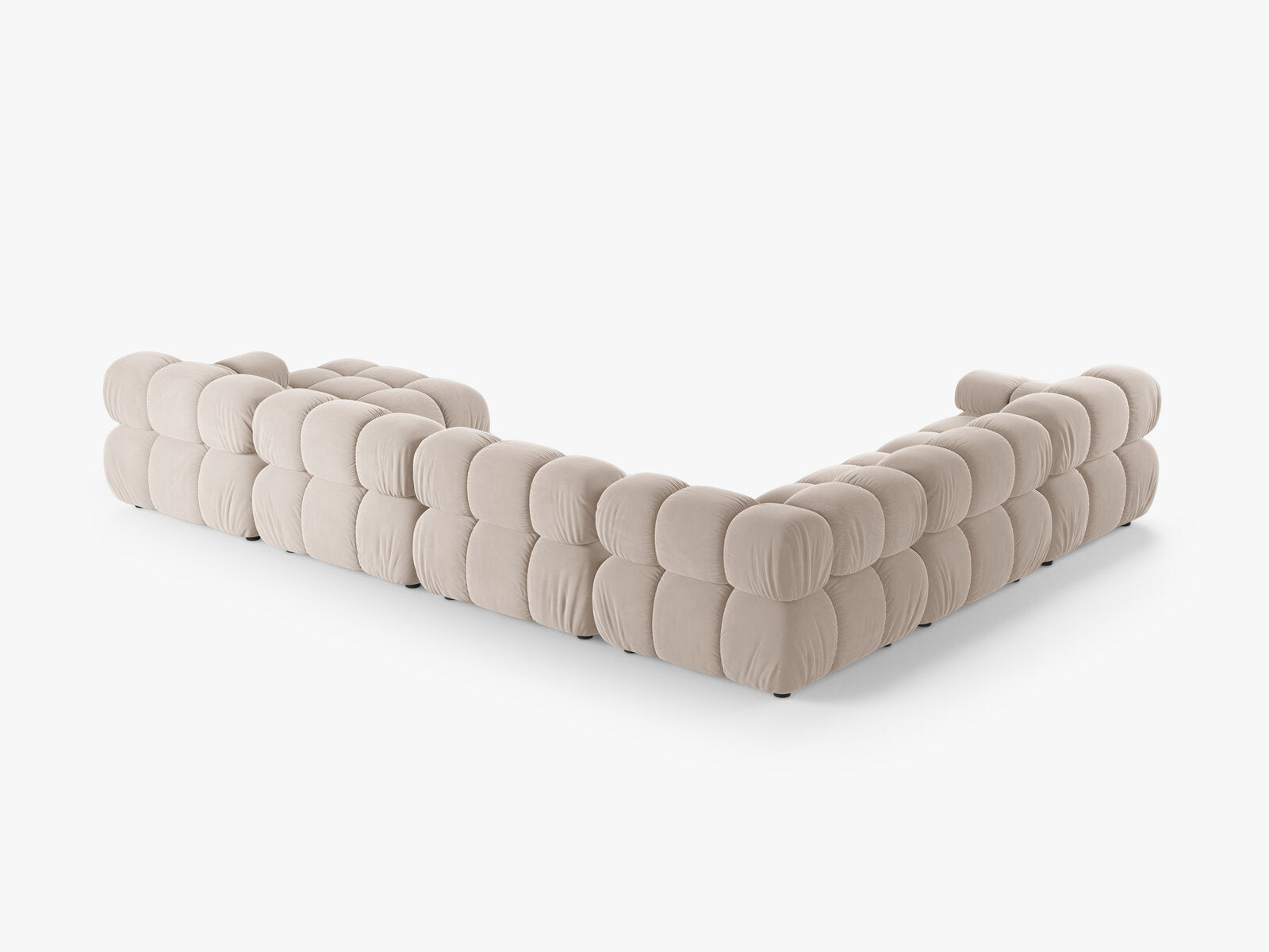 Micadoni Modulares Panorama Ecksofa Bellis 8-Sitzer Links Samt Venus Helles Beige