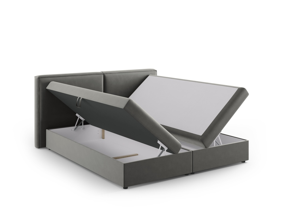 Cosmopolitan Design Boxspringbett Arendal 160x200 Samt Bluvel Hellgrau