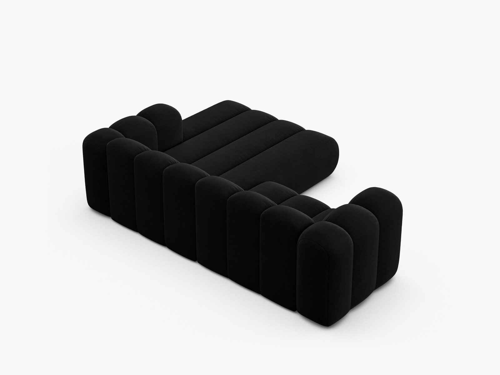 Micadoni Modulares Ecksofa Lupine 3-Sitzer Rechts Samt Salvador Schwarz